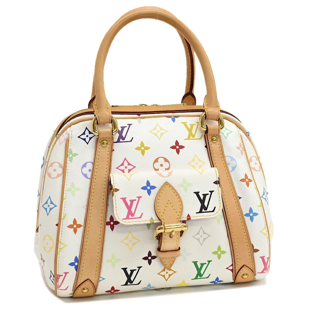 Louis Vuitton Priscilla Handbag Monogram Multicolor Canvas Leather White